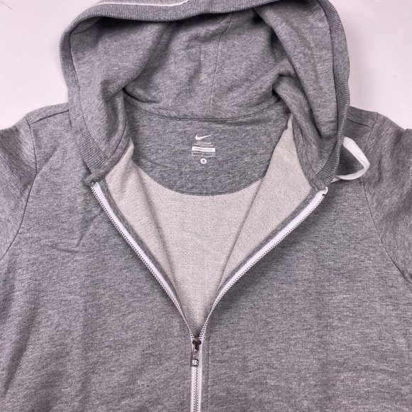 Nike Short Sleeve Full Zip Hoodie Womens Small Gray Drawstrings 465693 063 - Picture 4 of 11